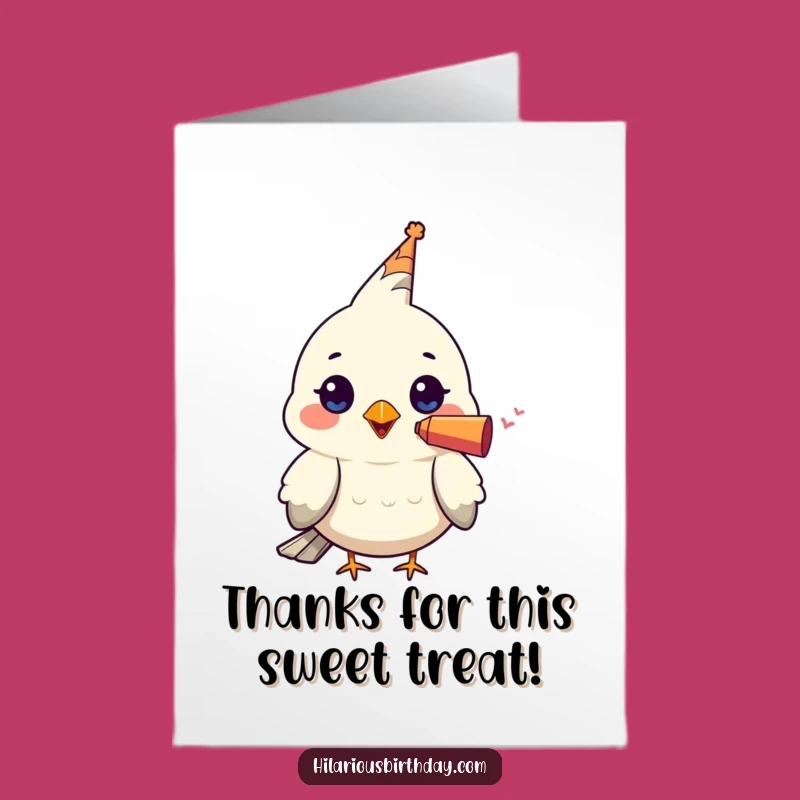 Free Printable Thank You Card: Kawaii Bird Party Blower, Sweet DIY Downloadable Thanks