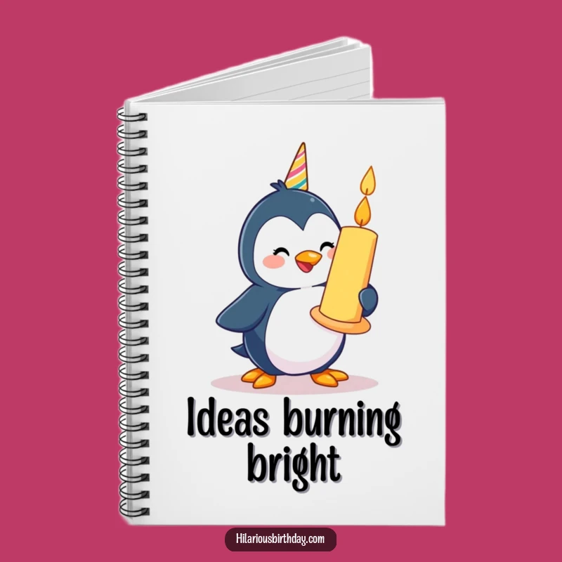Funny Penguin Notebook: Birthday Candle Waddling - Journal!