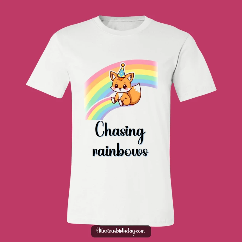 Funny Fox Rainbow Slide T-Shirt: Kawaii Crown, Hilarious Apparel Gift!