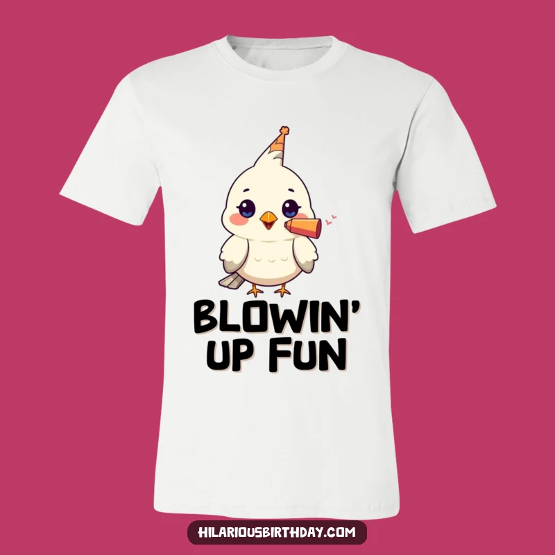 Funny Bird Party Blower T-Shirt: Kawaii Festivity, Hilarious Apparel Gift!