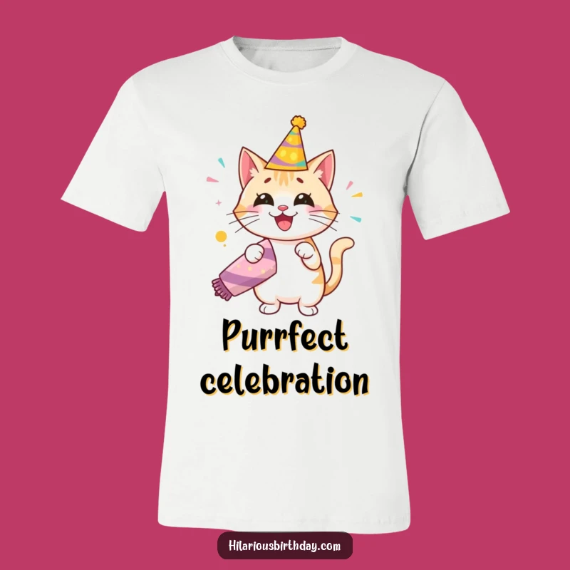 Funny Birthday Cat T-Shirt: Festive Party Popper Pop for Ultimate Celebration