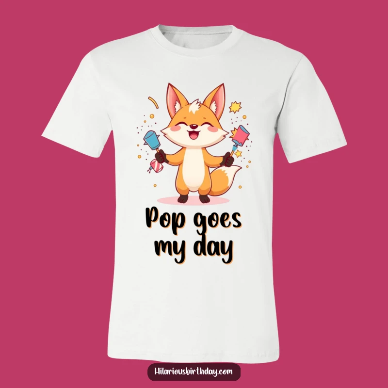 Funny Fox Popper T-Shirt: Gleeful Character & Party Vibes, Ideal Funny Gift