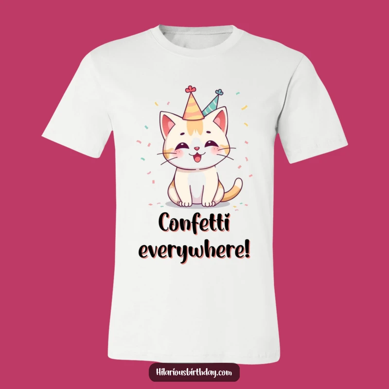 Funny Kawaii Cat Party T-Shirt: Cute & Cheerful Celebration Tee