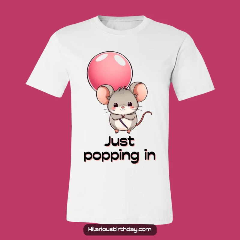 Funny Mouse Balloon T-Shirt - Playful Hiding Character Tee for Cute Vibes