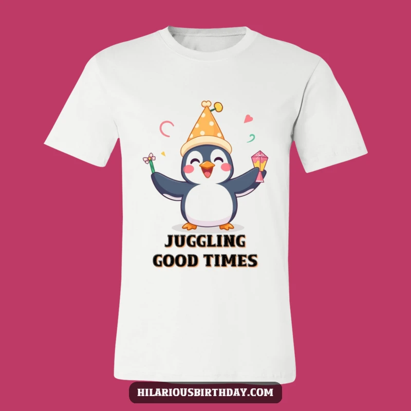 Funny Penguin Juggling T-Shirt: Festive Fun Design, Perfect Party Gift