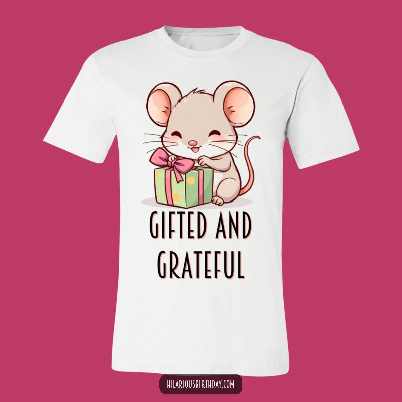Funny Kawaii Mouse Gift T-Shirt - Excited Present Unwrapping Tee Gift