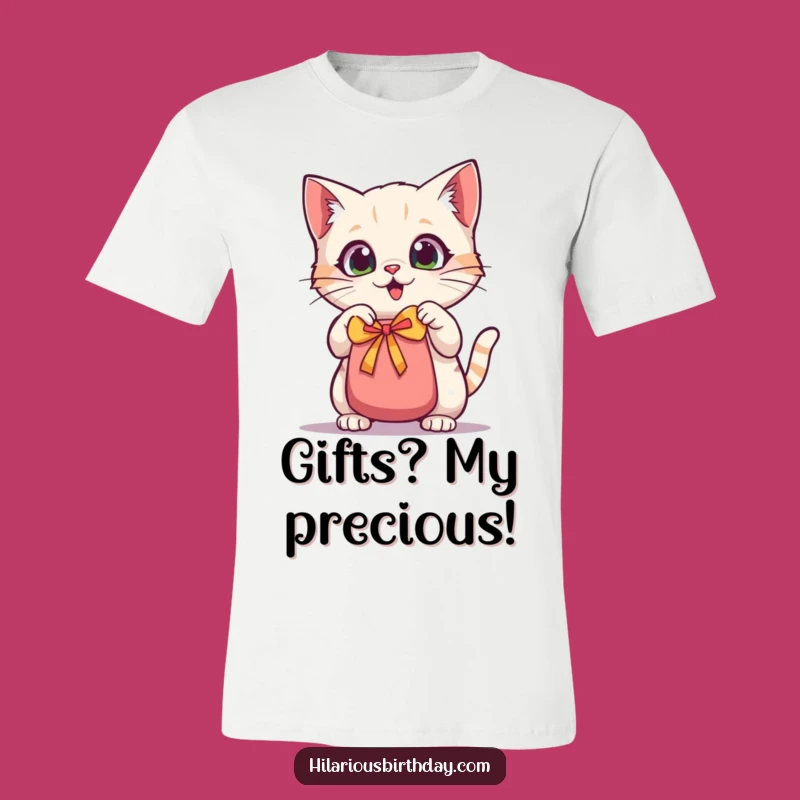 Funny Kawaii Cat T-Shirt: Gift Bag Shaking Excitement For You