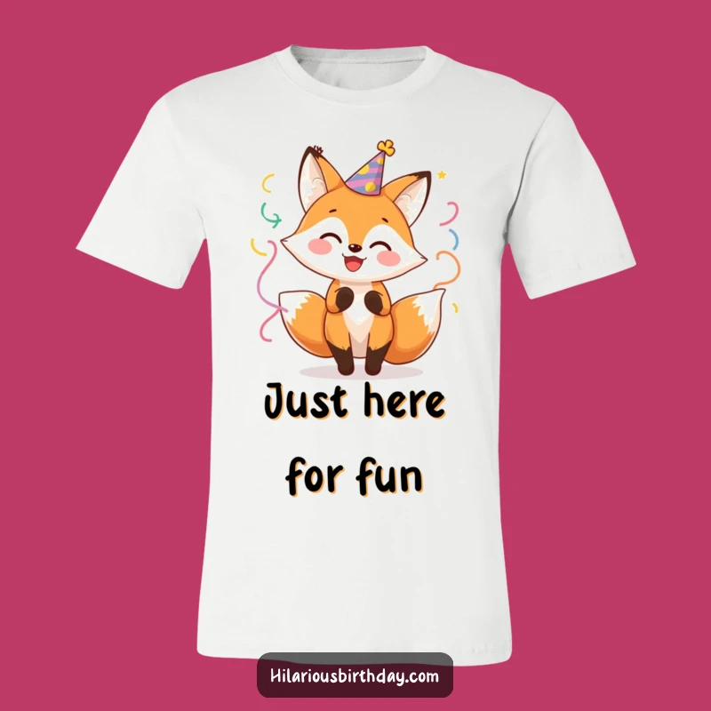 Funny Fox Party T-Shirt: Cheerful Character Twirling with Streamers - A Hilarious Gift