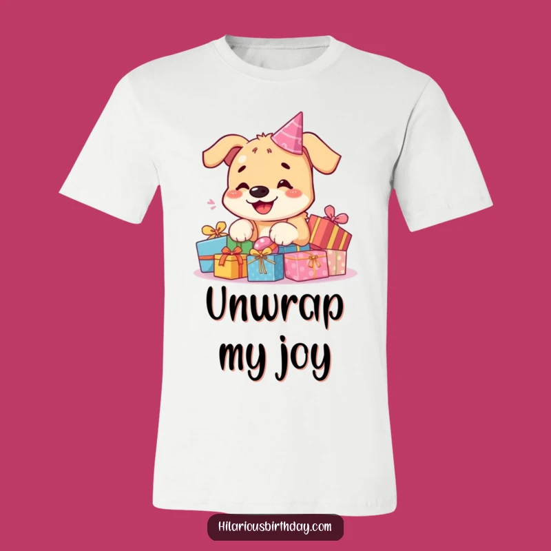 Funny Kawaii Dog T-Shirt: Joyful Pup With Birthday Presents For Gifts