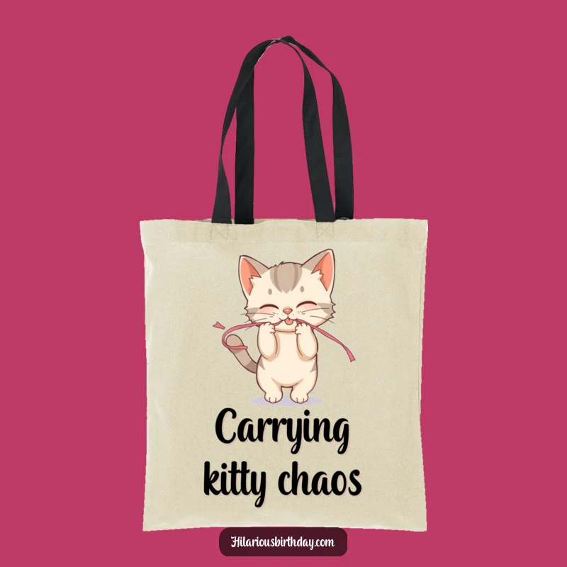 Funny Kitten Streamer Tote Bag - Carry Playful Fun, Chic Gift