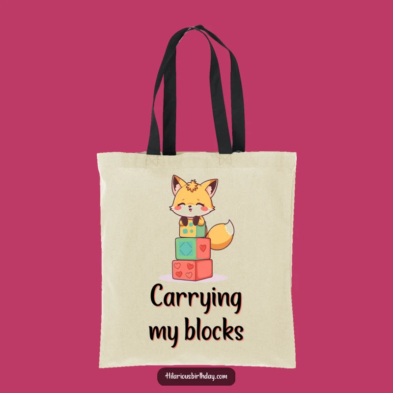 Funny Fox Party Blocks Tote Bag: Carry Your Fun and Games