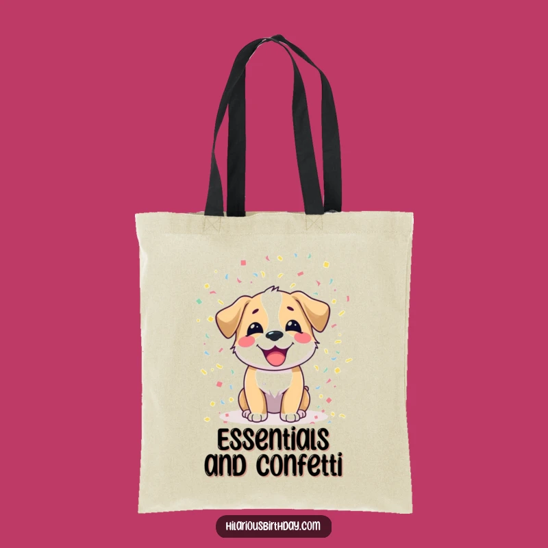 Funny Dog Confetti Tote Bag: Joyful Pup Carry-All, Practical Humorous Gift
