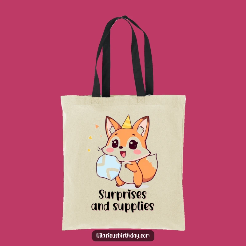 Funny Fox Party Popper Tote Bag: Surprise Carryall for a Hilarious Gift