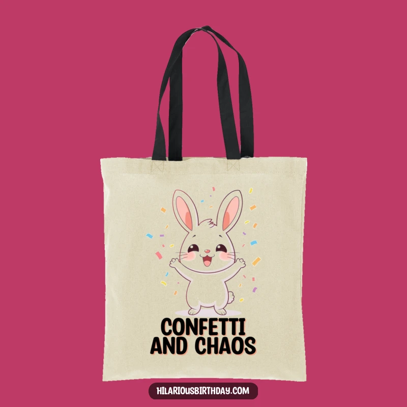 Funny Rabbit Confetti Tote Bag: Cheerful Carryall for a Hilarious Gift
