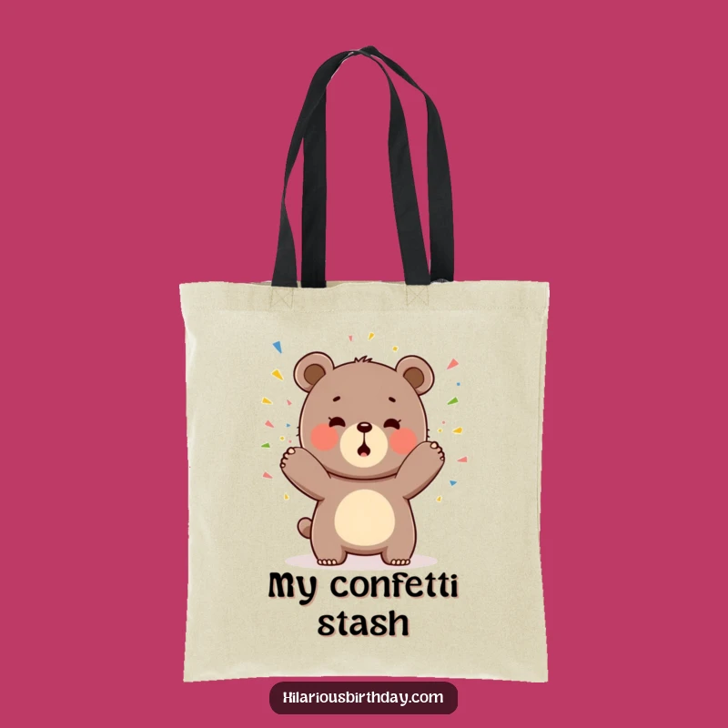 Funny Kawaii Bear Tote Bag: Confetti Carry!, A Practical Funny Gift!