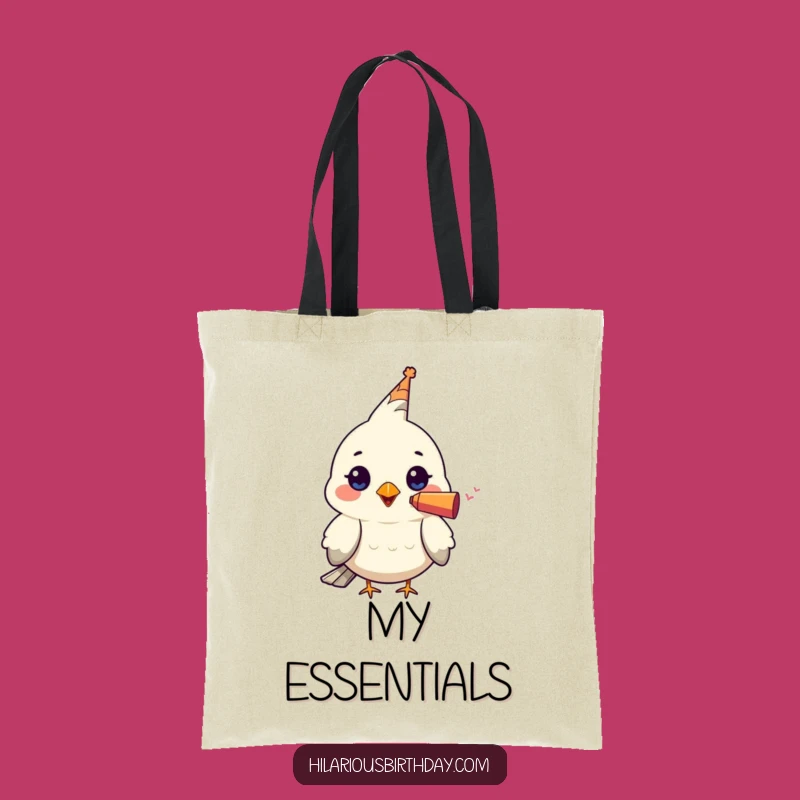 Funny Bird Party Blower Tote Bag: Kawaii Carry-All, Stylish & Humorous!